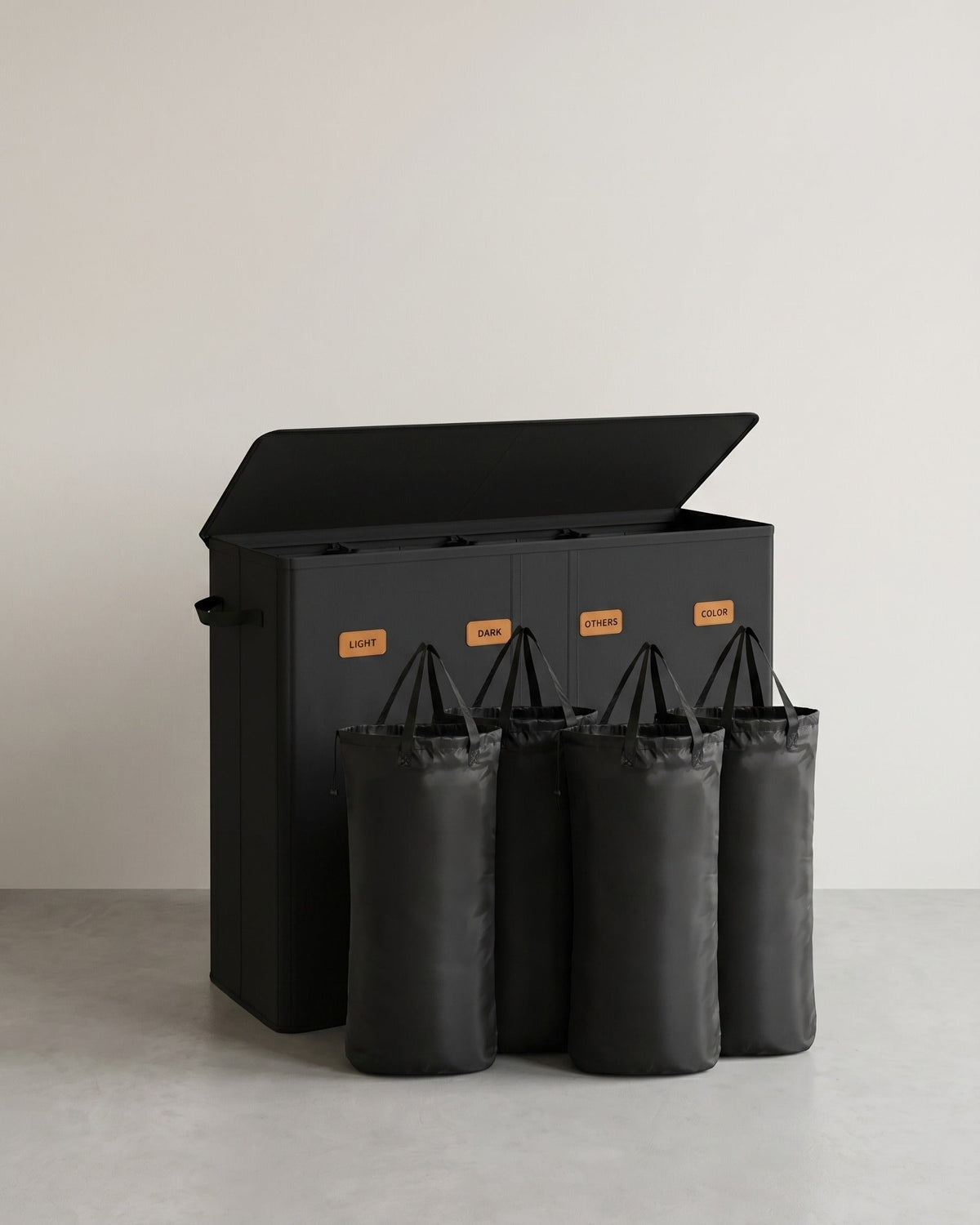 Wäschekorb mit 3 Fächern – 160L/210L – Herausnehmbarer Innenbeutel – Mit Deckel
