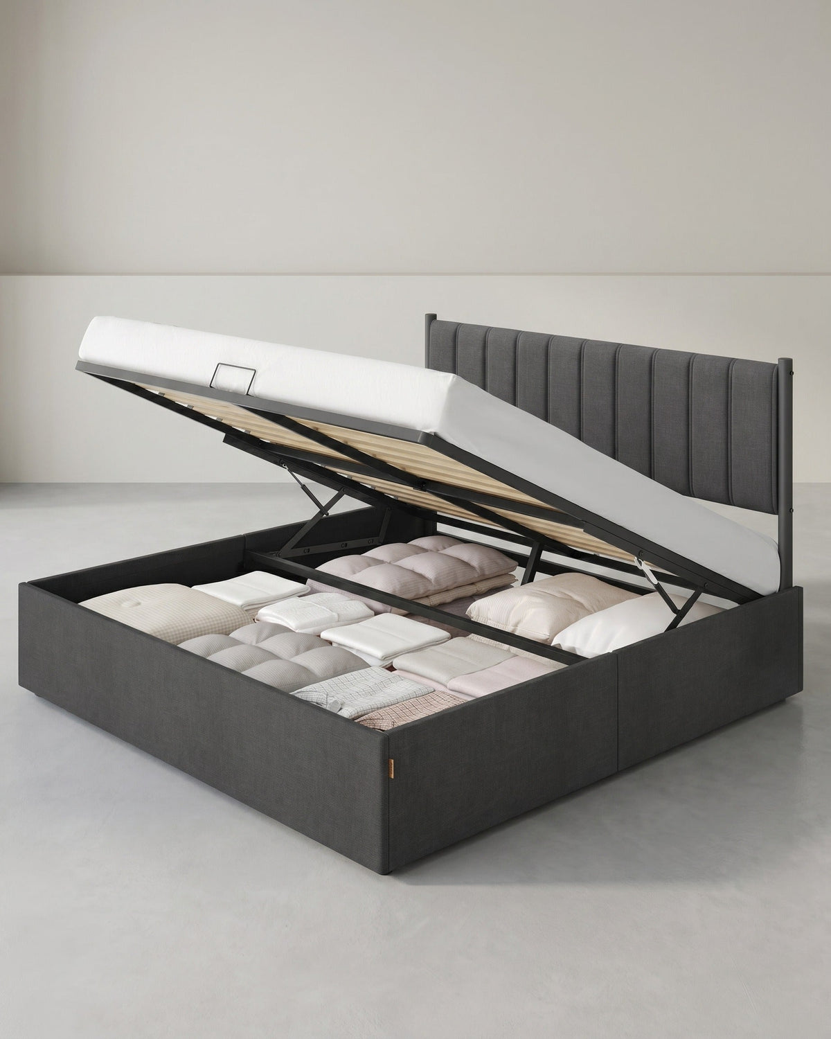 Doppelbett-Bettgestell Mit Bettkasten - Gepolstertes Kopfteil - Belastbar Bis 500 Kg