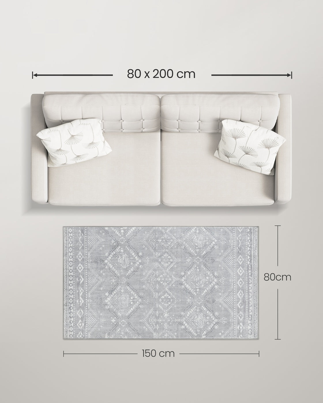 Boho-Teppich 150x80 - Rutschfest - Für Gemütlichen Wohnraum