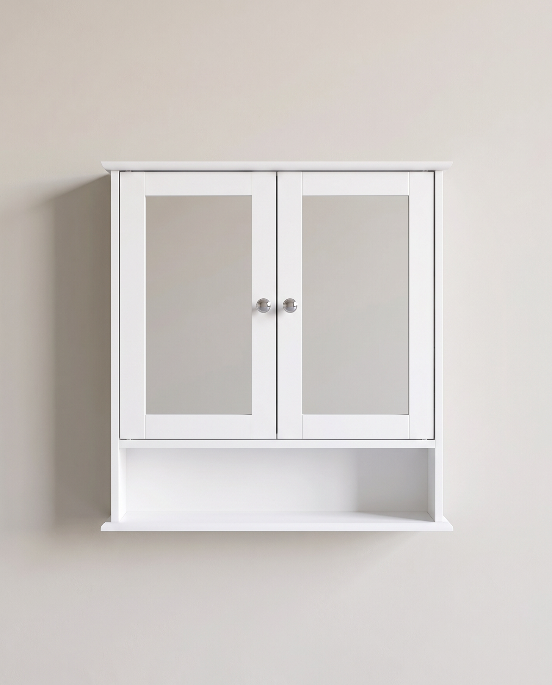Badezimmerschrank mit Spiegel – Wandschrank mit 2 Türen – Aufbewahrungsschrank mit Verstellbarem Boden