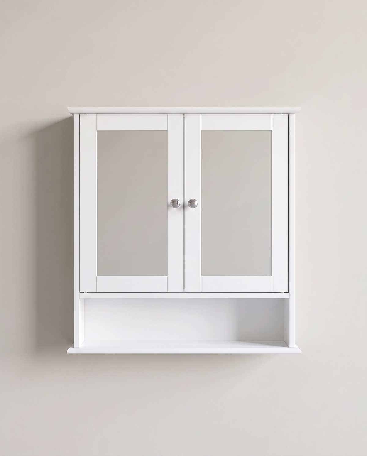 Badezimmerschrank mit Spiegel – Wandschrank mit 2 Türen – Aufbewahrungsschrank mit Verstellbarem Boden