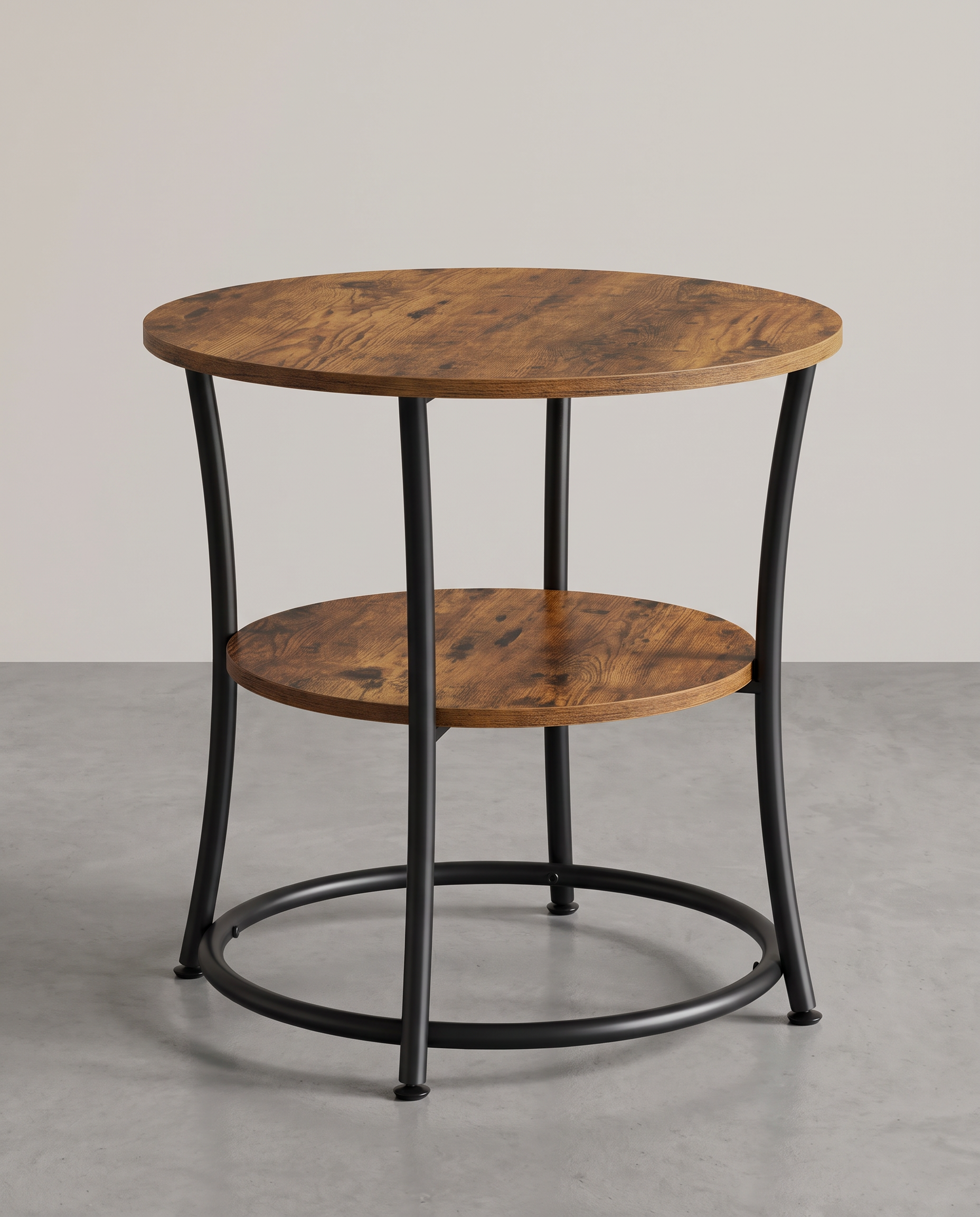 Runder Beistelltisch – 2 Ebenen – Verstellbare Beine – 55 cm Durchmesser