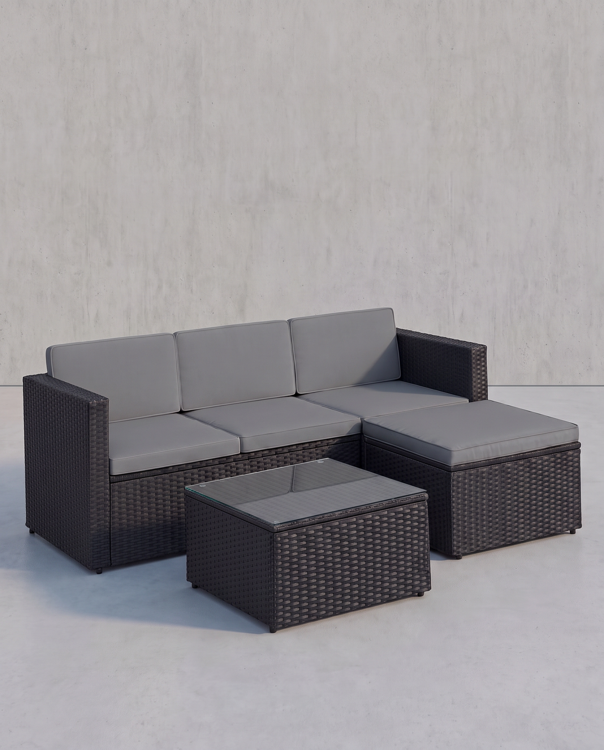 Lounge Set mit Tisch - Gartenbank - Gartenset - Polyrattan Gartenmöbel Set