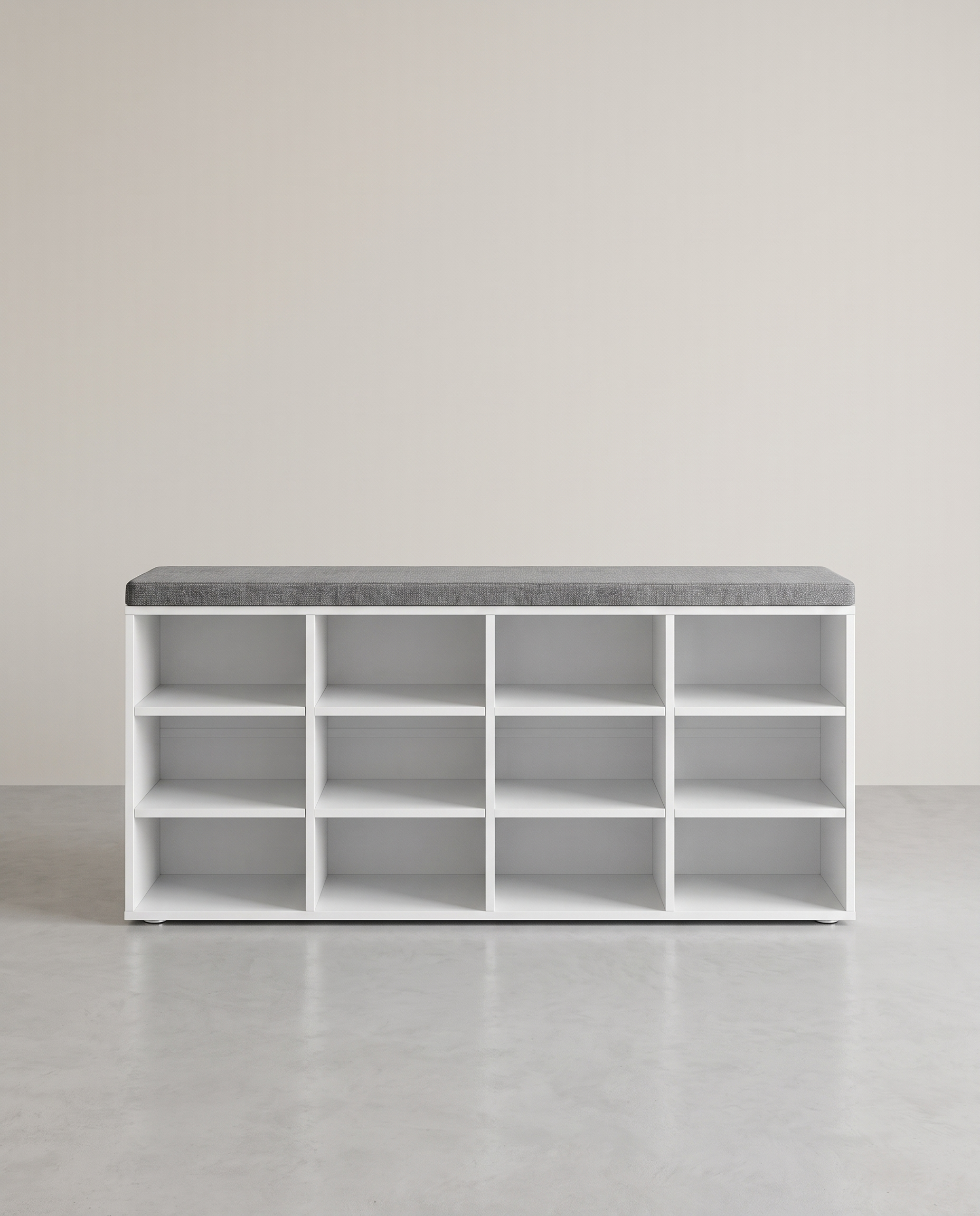 Aufbewahrungsboxen – Schuhbank mit Stauraum – 9 Fächer – Verstellbare Böden – 30,3 x 78,5 x 48 cm – Spanplatte – Schaumstoff – Leinenoptik-Bezug – Max. Belastbarkeit 136 kg