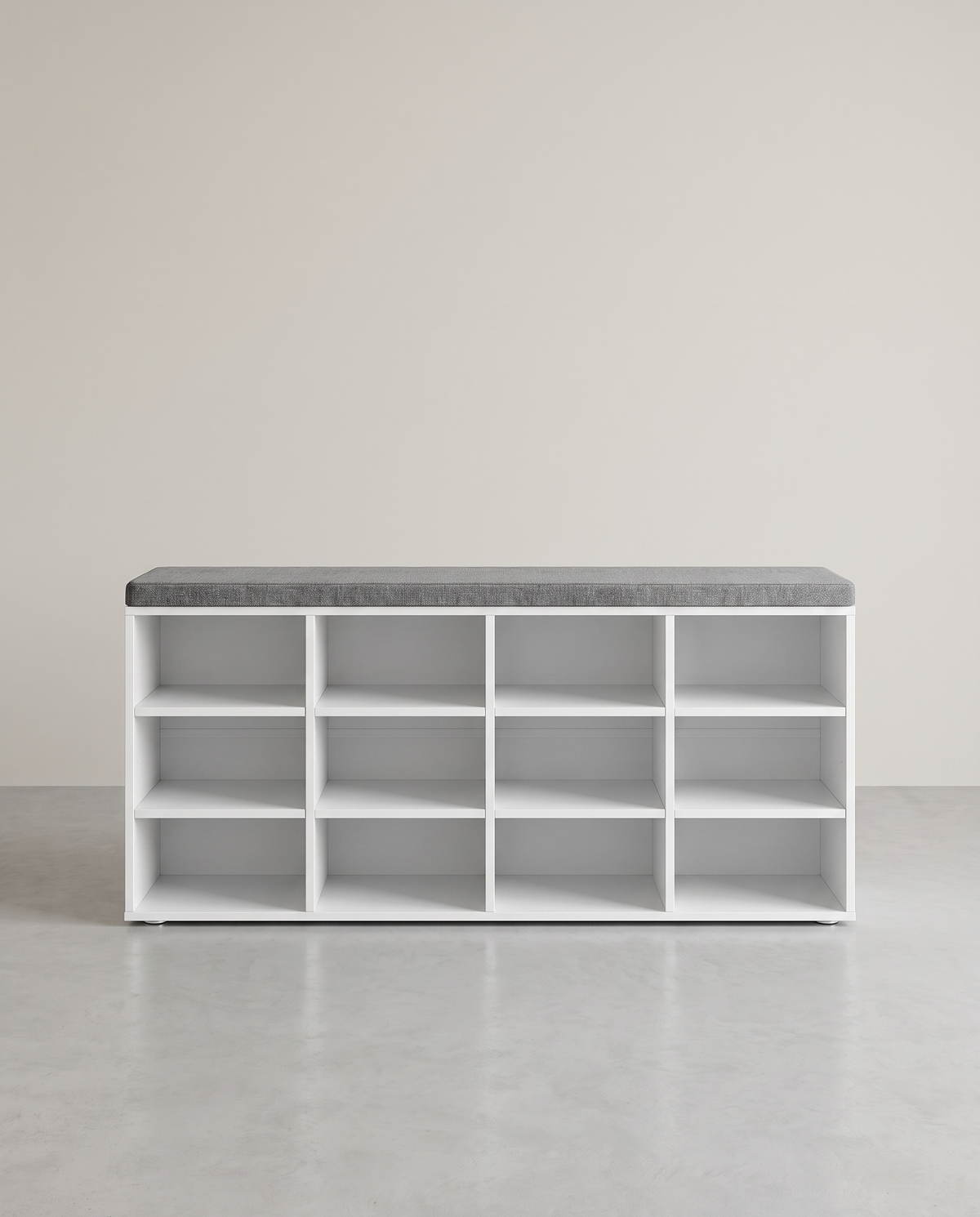 Aufbewahrungsboxen – Schuhbank mit Stauraum – 9 Fächer – Verstellbare Böden – 30,3 x 78,5 x 48 cm – Spanplatte – Schaumstoff – Leinenoptik-Bezug – Max. Belastbarkeit 136 kg